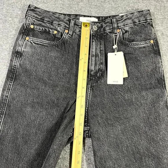 MNG Mango High Waist Tapered Fit Jeans Black Womens Size USA 6 EUR 38 (30x30) - Picture 4 of 15
